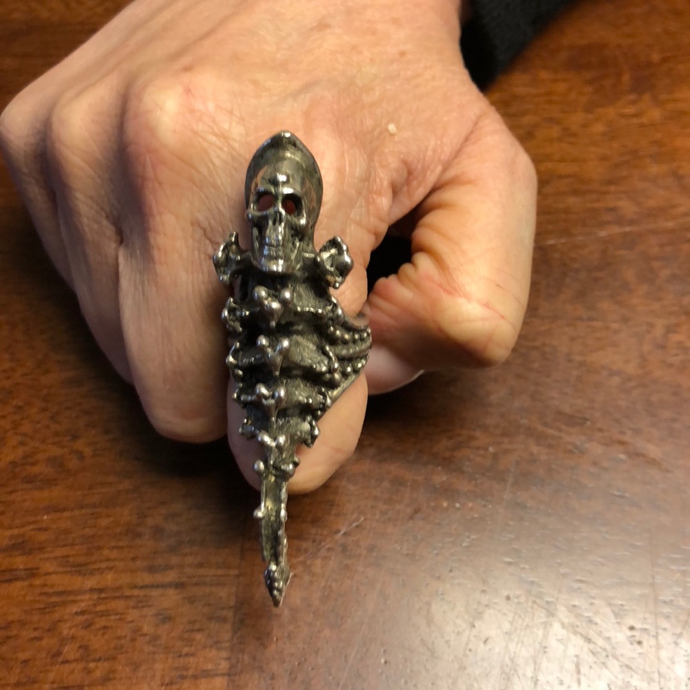 Silver skeleton ring size 8